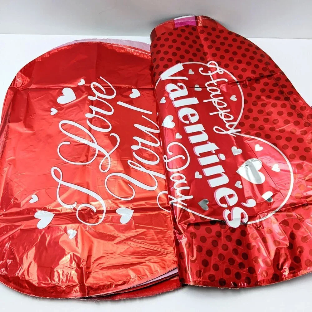 20Pcs Lot Large Happy Valentines Day Heart Shape Foil Balloons Party Decoration